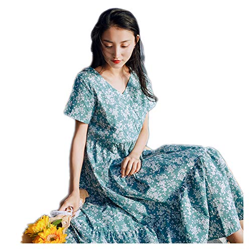 Vestido floral de verano para mujer, cuello en V, con temporizador, para verano