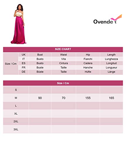 Vestido Mujer Largo - Elegante para Ceremonia y Eventos, Novia o Dama de Honor - para Fiesta Discoteca Moda Baile - M - Fucsia & Oro Champagne