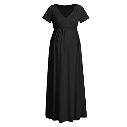 Vestidos de Embarazadas Premamá Largos Fotografia Manga Corta Fiesta Verano Primavera,PAOLIAN Vestidos Maternidad de Enfermería Sujetadores Lactancia Mujer Amamantamiento Cuello V Sexy Boda