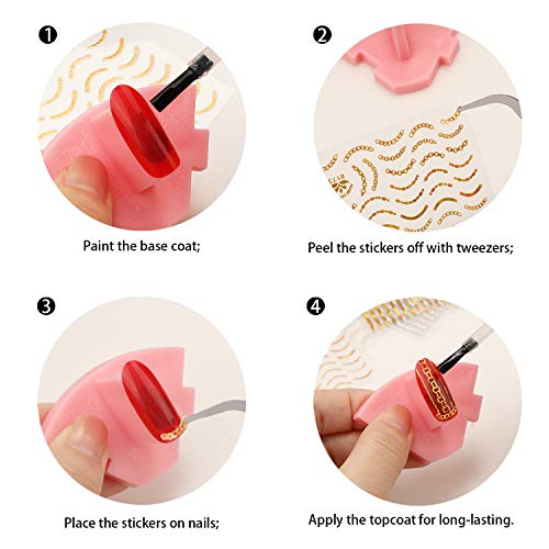 VETPW 12 Hojas Pegatinas para Uñas, Oro Plateado 3D Láser Pegatinas de Uñas Autoadhesivas, Metálico Nail Art Stickers Línea Calcomanías Uñas Etiquetas Engomadas para Decoración de Uñas Manicura DIY