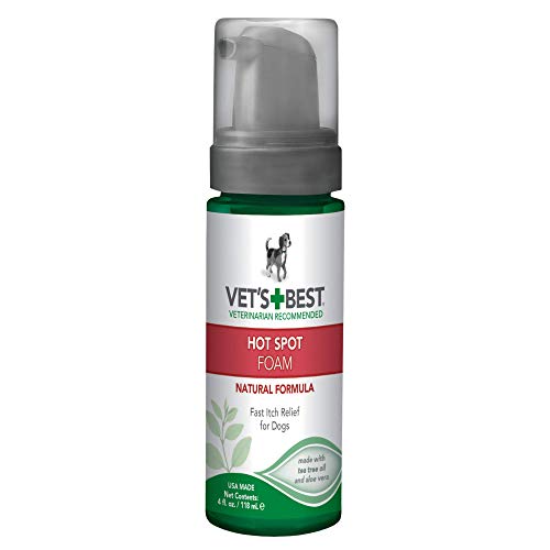Vet's Best Perro Punto Caliente Itch Relief Foam | Alivia la piel seca del perro, la erupción, rasguño, lamer, la piel con picazón y puntos calientes. Sin picaduras y sin alcohol, 470ml
