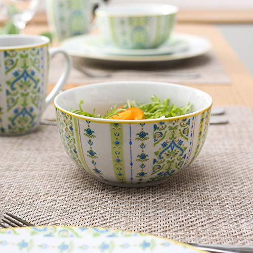 VEWEET Magda Juego de Vajilla 16 Piezas con 4 Platos Llanos, 4 Platos de Postre, 4 Cuenco de Cereal y 4 Tazas para 4 Personas