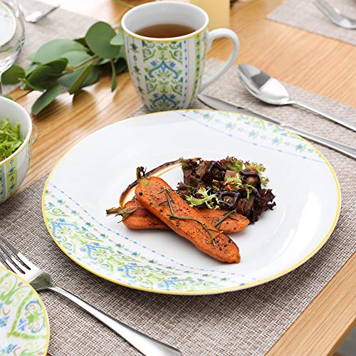 VEWEET Magda Juego de Vajilla 16 Piezas con 4 Platos Llanos, 4 Platos de Postre, 4 Cuenco de Cereal y 4 Tazas para 4 Personas