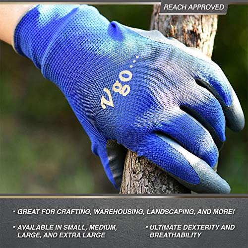 Vgo 10-Pares Guantes Nitrilo, Guantes de Jardinería y Guantes de Trabajo Multifuncionales (Azul, Talla 8/M, NT2110)