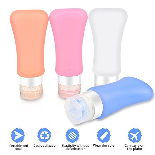 Viajes de silicona botellas set, dia de San Valentin regalos, partysky botella de viaje a prueba de fugas (89ml) para shampoo, locion, crema solar, artículos de tocador, conditioner Airline aprobado