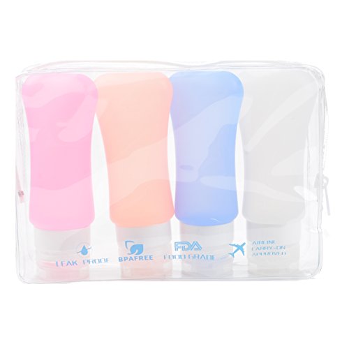 Viajes de silicona botellas set, dia de San Valentin regalos, partysky botella de viaje a prueba de fugas (89ml) para shampoo, locion, crema solar, artículos de tocador, conditioner Airline aprobado