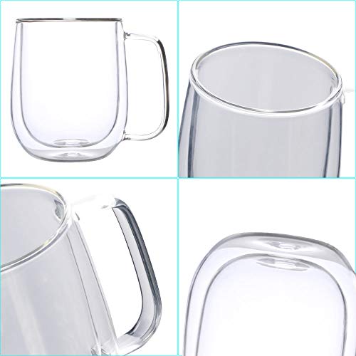 Vicloon Cristal Vidrio de Doble Pared, Taza de Cafe Doble 250 ml, Tazas de Café Resistentes al Calor, Doble Pared de Vidrio de Borosilicato Adecuado para Té, Café, Capuchino (Set de 1)