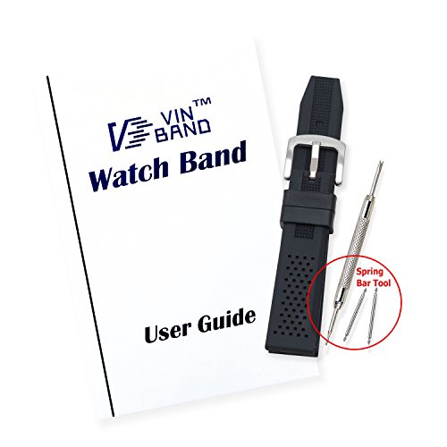 Vinband Correa Reloj Calidad Alta Recambios Correa Relojes Caucho - 16mm, 18mm, 20mm, 22mm, 24mm Silicona Correa Reloj con Hebilla de Acero Inoxidable Cepillado (22mm, Negro)