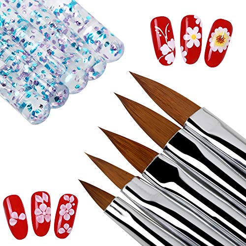 VINFUTUR 10pcs Pincel Uñas Acrílica Brushes Lápices para Decorar Uñas Cepillos Nail Pen Art+Bolígrafo Pluma para Manicura y Diseños de Uñas