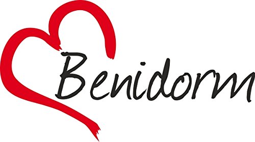 Vinilo Adhesivo para el coche o la moto " BENIDORM " (Ciudad) corazón Sticker ca.8x16cm Pegatina sin fondo