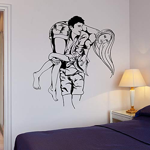 Vinilo adhesivos de pared pareja amor romántico adhesivos de pared decoración de dormitorio murales extraíbles calcomanías de decoración de paredes interiores