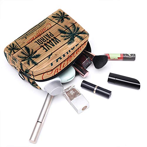 Vintage Retro Surf Van con palmas y una bolsa de maquillaje de gaviota, bolsa de aseo de viaje, nailon resistente al agua