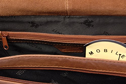 VISCONTI ML23 - Bolsa tipo mensajero (tamaño A4, piel de búfalo, compatible con iPad o Kindle) - Tostado