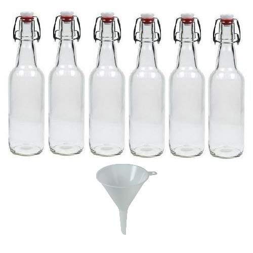Viva Haushaltswaren - 6 Botellas de Cristal con Cierre 500 ml para llenar Incluye Embudo de diámetro 9,5 cm