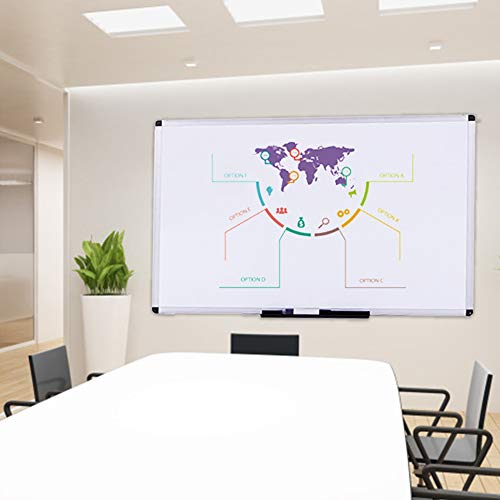 VIZ-PRO Pizarra blanca magnética con marco de aluminio, 150 x 90 cm