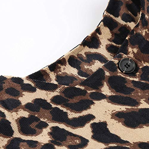 VJGOALas Mujeres de Invierno Moda Casual Estampado de Leopardo Sexy Warm New Windbreaker Cardigan Abrigo Largo(XL,Marrón)