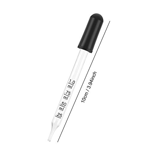 Vococal 20PCS 1ml Pipeta gotero reutilizable con escala para la medición de la transferencia de aceites esenciales pinturas manchas manchas perfumes