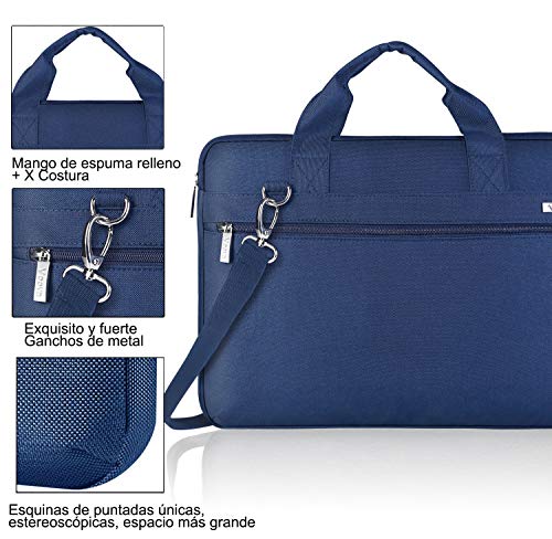 Voova 17.3 17 Pulgadas Funda Maletín de Ordenador Portatil, Upgrade Protectora Bandolera Bolso Multifuncional Delgado Compatible para Envy, Yoga ThinkPad, Chromebook, HP Acer, Hombre y Mujer, Azul