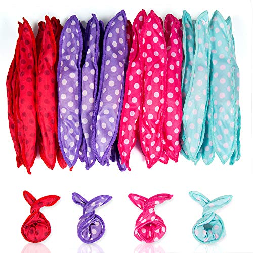 Vordas Welecoco Rodillos Para el Cabello,40 Piezas Rodillos de Pelo Flexibles de la Espuma Rizador de Pelo Suaves Almohada de Sueño Herramientas de Estilismo DIY(Rosa + Rojo + Púrpura + Verde)