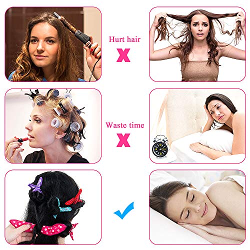 Vordas Welecoco Rodillos Para el Cabello,40 Piezas Rodillos de Pelo Flexibles de la Espuma Rizador de Pelo Suaves Almohada de Sueño Herramientas de Estilismo DIY(Rosa + Rojo + Púrpura + Verde)