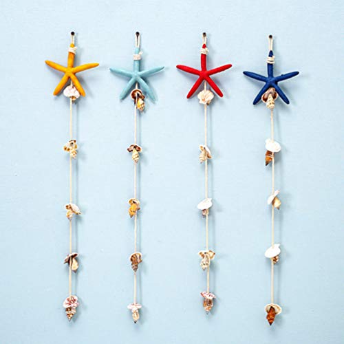VOSAREA 4 Piezas Adorno Colgante Estrella de Mar Hermosas Conchas Decorativas Y Adornos Colgantes de Estrella de Mar Decoración de Pared para Jardín de Infantes Habitación de Pared