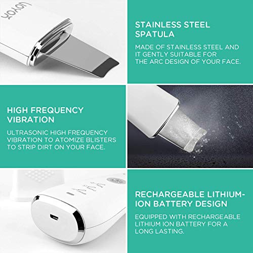VOYOR limpiador ultrasónico facial, limpiador de poros limpiador peeling facial Facial Removedor de Acné, con 3 modos, extractor de acné comedones CP100 (White)