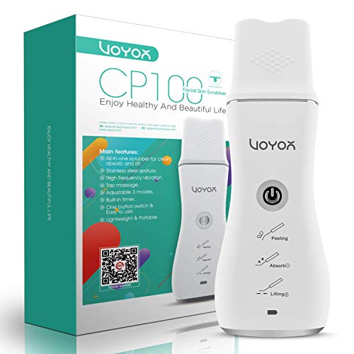 VOYOR limpiador ultrasónico facial, limpiador de poros limpiador peeling facial Facial Removedor de Acné, con 3 modos, extractor de acné comedones CP100 (White)