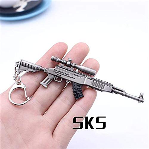 VYZSD Popular PUBG Copper Keychain Casco y Pistolas 98K Ventiladores de Juego Llaveros Anillo Glitter, Gris