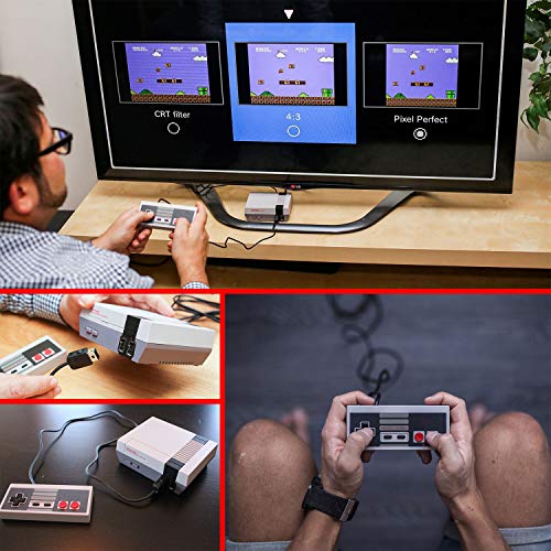 WADEO Mando con Cable Integrado 1.8m y 2 Cables Extensibles de 3M para Nintendo NES Classic Mini Edition, con Funda de Transporte