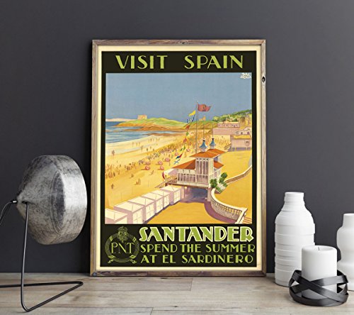 WallBuddy Santander - Póster de Viaje, diseño Vintage con Texto en español, 5 x 7