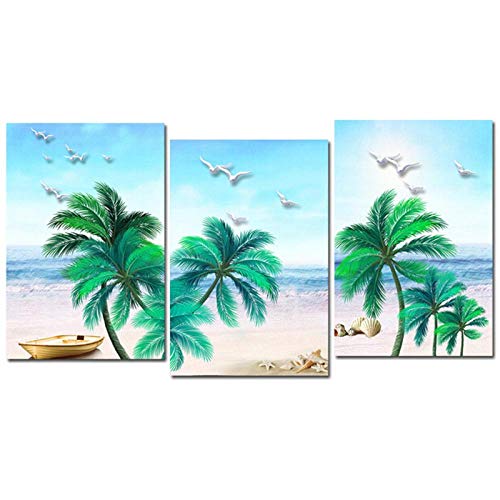 WANGHH - Impresión sobre lienzo al óleo con diseño de árbol de coco, playa, gavia, imágenes para paredes, imágenes de salón, nórdico, paisaje tropical, póster para la casa (30 x 40 cm, sin marco)