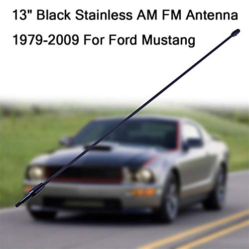 WANGLEISCC para Ford Mustang 1979-2009, Accesorios de franquicia 13in Negro Inoxidable Am ​​FM Antena Mástil    Antena Samochodowa