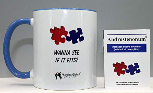 ¿Wann See If It Fits? Taza divertida, Día del padre, Día de San Valentín, Cumpleaños, Navidad, Taza de café de té de oficina 325 ml y Androstenonum 1.5 ml 100% de feromona para hombres