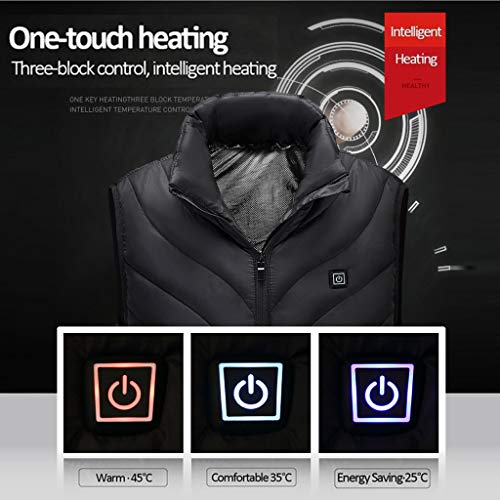 waotier Chalecos Chaleco Calefactor, Chaleco Térmico Eléctrico Ajustable de 3 Modos Resistencia al Frío Ropa de Calefacción Electrínica Exteriores Chaleco cálido