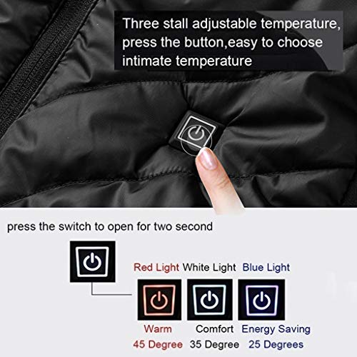 waotier Chalecos Chaleco Calefactor, Chaleco Térmico Eléctrico Ajustable de 3 Modos Resistencia al Frío Ropa de Calefacción Electrínica Exteriores Chaleco cálido
