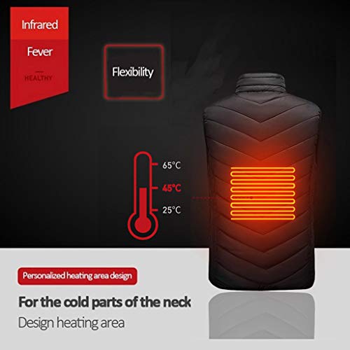 waotier Chalecos Chaleco Calefactor, Chaleco Térmico Eléctrico Ajustable de 3 Modos Resistencia al Frío Ropa de Calefacción Electrínica Exteriores Chaleco cálido