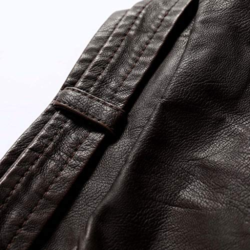 waotier Chaqueta de Cuero Hombres Color sólido de Descubierta Forro de Pelusa de la Chaqueta de Cuero de la Cremallera de Manga Larga Artificial Abrigos Cazadora Outwear