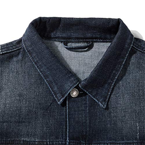 waotier Chaqueta Vaquera Chaqueta de Invierno de Moda para Hombre Motocicleta De Espesor Slim Fit Color sólido Agujero Jeans Chaqueta Tops Tallas Grandes