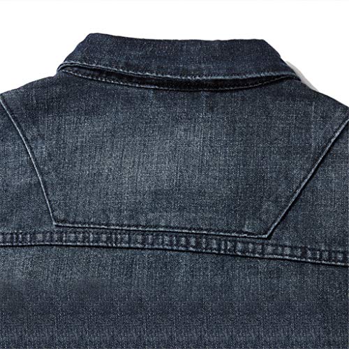 waotier Chaqueta Vaquera Chaqueta de Invierno de Moda para Hombre Motocicleta De Espesor Slim Fit Color sólido Agujero Jeans Chaqueta Tops Tallas Grandes