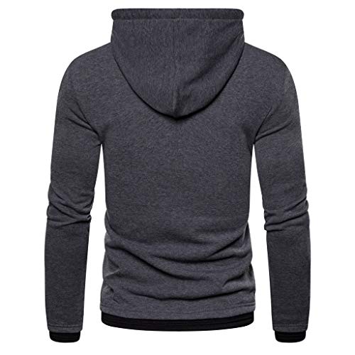 waotier Chaquetas Deportivas Chaqueta De Trinchera Hombres Cremallera Sudaderas con Capucha Botón de Empalme Pullover Sudadera con Capucha de Manga Larga Tops Blusa