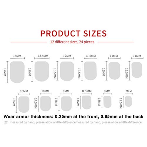 Watkings False Nails, Elegant Touch Colour False Nails, 24pcs Reusable Stick-On Nails Tips Removable Wearable Fake Nail Manicure Accessories Kits for Women Girls