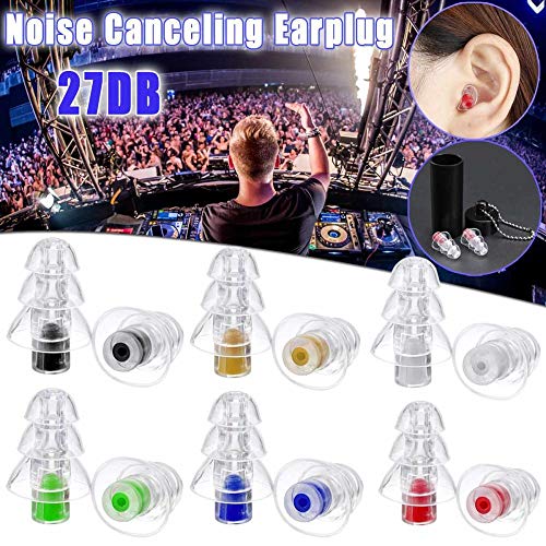 WAXCC 27dB Reducción de ruido Cancelación Protección auditiva Tapón auditivo para concierto Músico Baterista Motocicleta Montar Reutilizable Cuidado del sueño, naranja