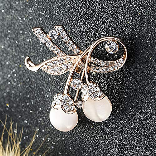 Wbmmctt Diamante Cerezas Broche Creativo Salvaje Pequeño Fresco Ópalo Ramillete Ropa Accesorios Mujeres