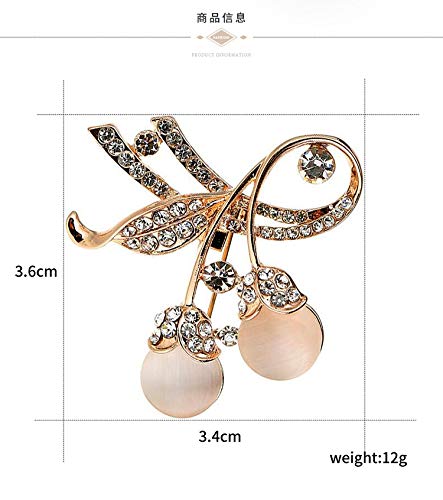 Wbmmctt Diamante Cerezas Broche Creativo Salvaje Pequeño Fresco Ópalo Ramillete Ropa Accesorios Mujeres