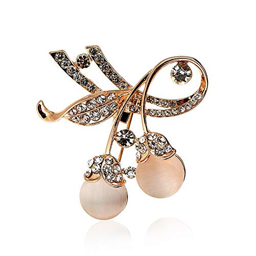 Wbmmctt Diamante Cerezas Broche Creativo Salvaje Pequeño Fresco Ópalo Ramillete Ropa Accesorios Mujeres