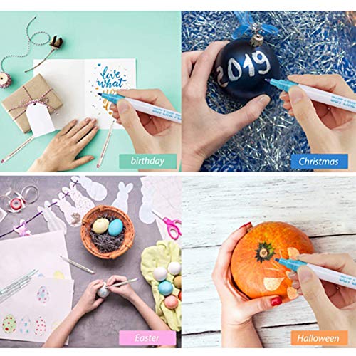 Webri Rotulador mágico Doble línea, Tarjeta de Regalo de 8 Colores, lápiz de Contorno de Doble línea para Escribir y Dibujar, bolígrafos de Dos líneas (Color, 14.3)