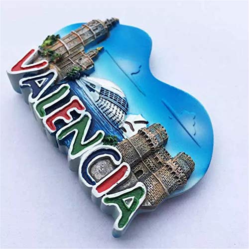 Weekinglo Souvenir Imán de Nevera Valencia España 3D Resina Artesanía Hecha A Mano Turista Viaje Ciudad Recuerdo Colección Carta Refrigerador Etiqueta