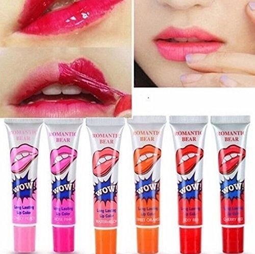 Weimay 6 Colores Tatuaje Mágico Color Peel Off Tinte Duradero Impermeable Brillo de Labios