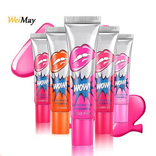 Weimay 6 Colores Tatuaje Mágico Color Peel Off Tinte Duradero Impermeable Brillo de Labios