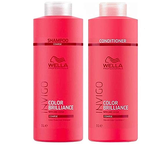 Wella Professionals Brilliance Champú 1000 ml y acondicionador 1000 ml para cabello áspero/apelmazado